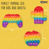 Toyshine Pack of 3 - Apple, Game Remote and Cactus Fidget Popping Sounds Toy, BPA Free Silicone, Push Bubbles Toy for Autism Stress Reliever, Sensory Toy Pop It Toys