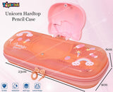Toyshine I Love Unicorn Hardtop Pencil Case with Multiple Compartments - Kids School Supply Organizer Students Stationery Box - Girls Pen Pouch- Pink