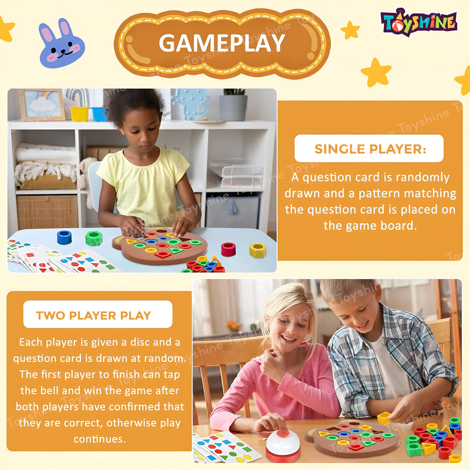Toyshine Geometric Shape Matching Puzzle Learning Battle Interactive Educational Brainteaser Smart Games Parent Child Interactive Toys for Kids 3+