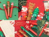 Toyshine Pack of 6 Cute Christmas Theme Multicolor 10-in- Ballpoint Pen 0.7mm Ballpoint Pens for Office Supplies Students Children Gift
