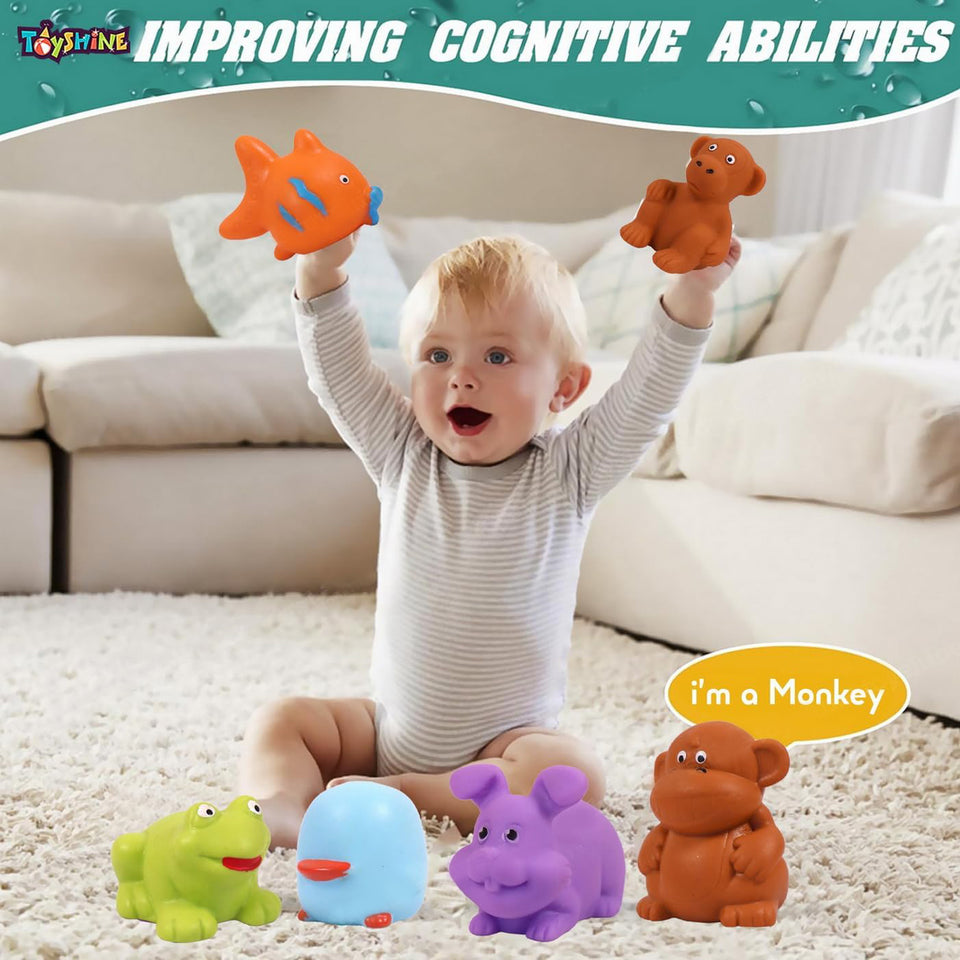 Toyshine Baby Pool Toys | 2ft. Bath Tub with 12 pc Chu Chu Squeezy Animal | Toys for 1-3 Years Indoor & Outdoor Swimming Pool for Kids