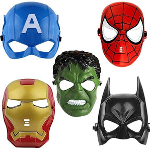 Toyshine Set of 5 Pcs Super Hero Cartoon Plastic Mask for Kids|Birthday Party Props Return Gift