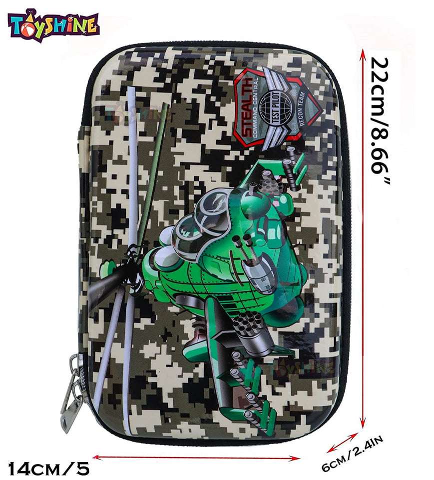Toyshine Stealth Chopper Large Capacity Hardtop Pencil Case with Compartments for Kids