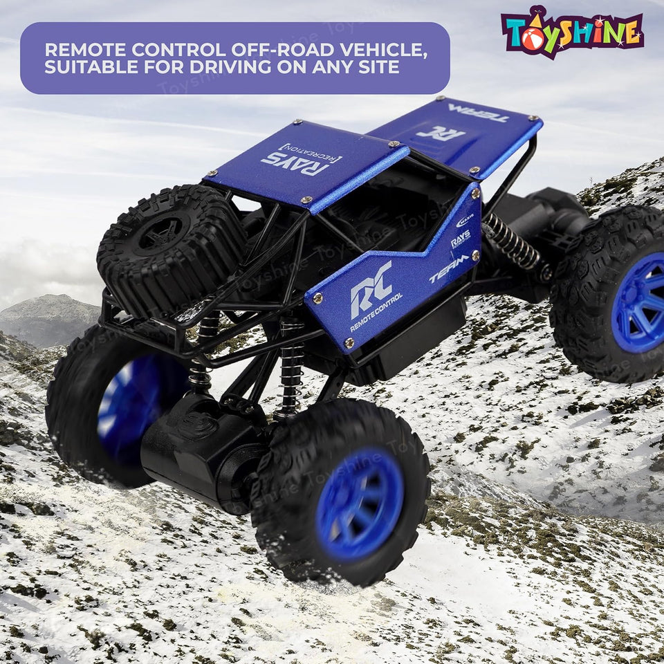 Toyshine 1:18 Scale 27mhz Remote Control Rechargeable High-Speed Rock Climbing Car Toy Mini Alloy Dirt Drift Monster Truck for Kids Boys and Girls 3+, Blue