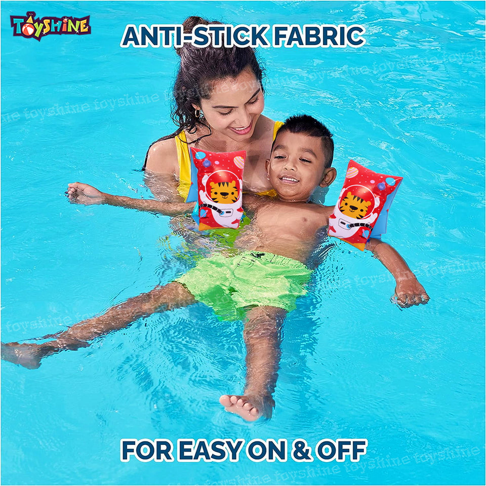 Toyshine PVC Swimming Arm Float Rings for Kids, Arm Floaties Inflatable Swim Arm Bands Floater Sleeves Swimming Rings Tube Armlets for Kids Toddlers Children 30 cm x15cm - Tiger