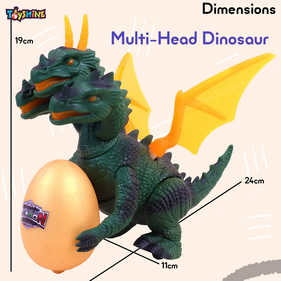 Toyshine DIY Multi-Head Dinosaur Toys for 3+ Year Old, Movable Electric Dinosaur Toys with Lights Roar Sound Swinging Wings Tails Educational Gifts for Kids