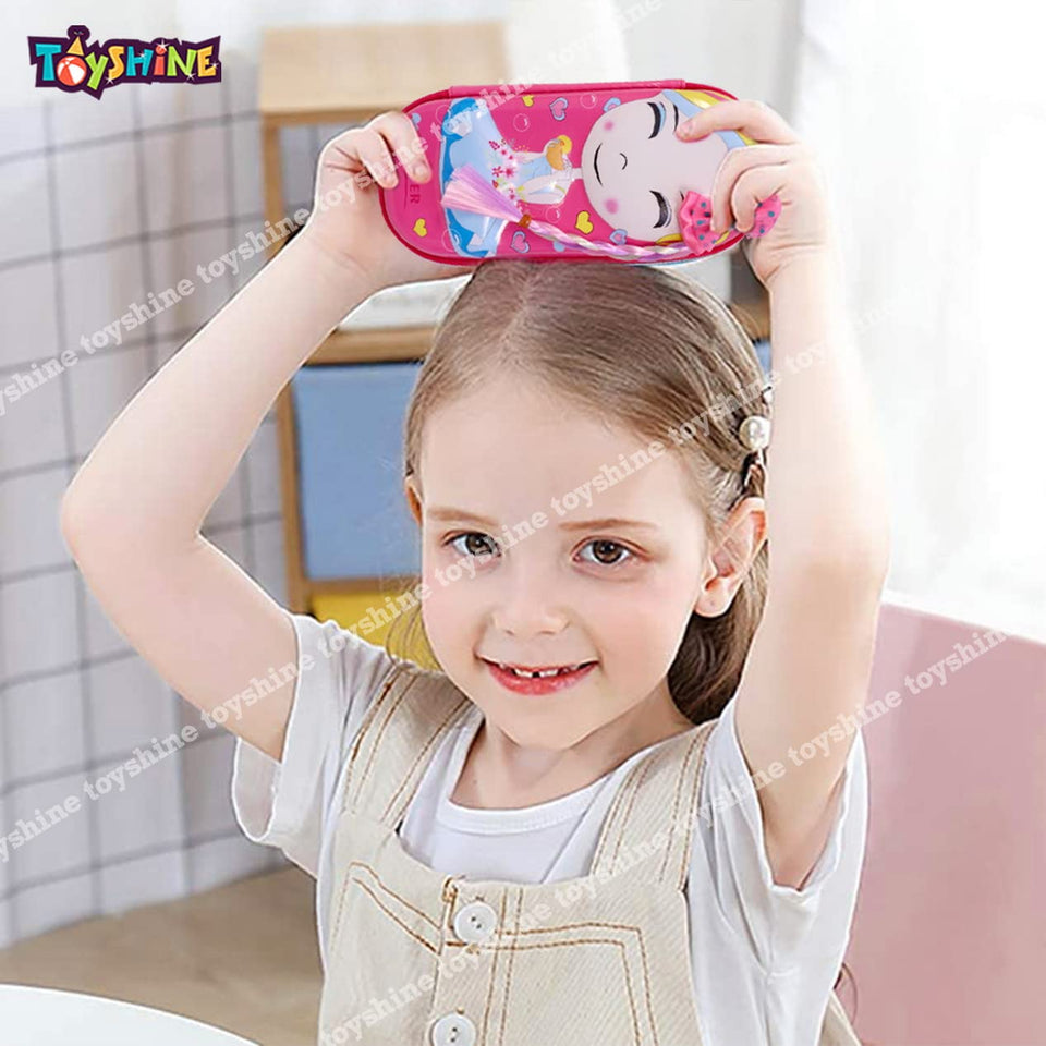 Toyshine Set of 2 Girl Hardtop Pencil Case with Tritan Grip Bottle - Kids Large Capacity School Supply Organizer Students Stationery - Girls Pen Pouch