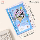 Spanker Pack of 4 Panda Theme School Supplies Portable Pocket Writing Note Book Coil Book Kids Secret Diary - Multicolor