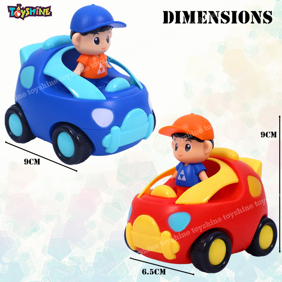 Toyshine Pack of 4 Push and Go Play Set Friction Powered Toys for Kids Girls and Boys (Red-Blue)