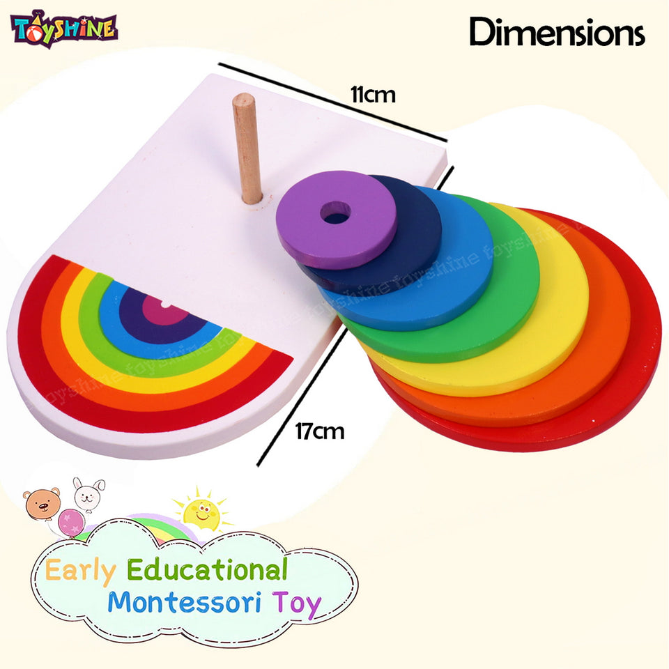 Toyshine Wooden Circle Shape Rainbow Stacker Learning Wooden Sorting & Stacking Toys for Kids