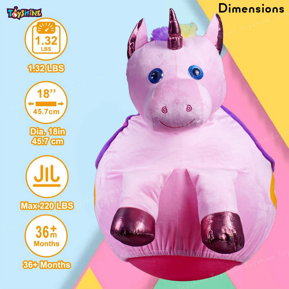 Toyshine Soft Stuffed Horse Shape Inflatable Ride-On Pony Hippity Hop Jumping Hopping Ball for Kids, Pump Included - Pink