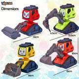 Toyshine Pack of 4 Plastic Construction Vehicle Automobile Car Toy Set, Friction Powered for Babies Toddlers Kids Boys Girls Age 3+ Years Old