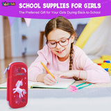 Toyshine 3D EVA Unicorn Pencil Pouch Large Capacity Pencil Pen Organizer Box Pouch Bag with Compartment Student Stationery Box for Age 3+ (Red)