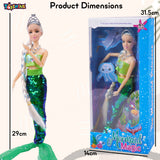 Toyshine Mermaid Magic Beautiful Doll with Long Baired Hair Pretend Play Toy for Kids 3+ Years - Green