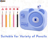 Toyshine Pack of 6 Camera Shape Manual Handheld Easy to Operate Pencil Sharpener inbuilt with Stronger Helical Blade for Kids and Artists - Purple