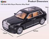 Toyshine 1:32 Scale Rolls-Royce Phantom Model Alloy Six Side Open Die-Cast Pull Back Toy Car with Sound and Light Echo Car Model Toy - Black