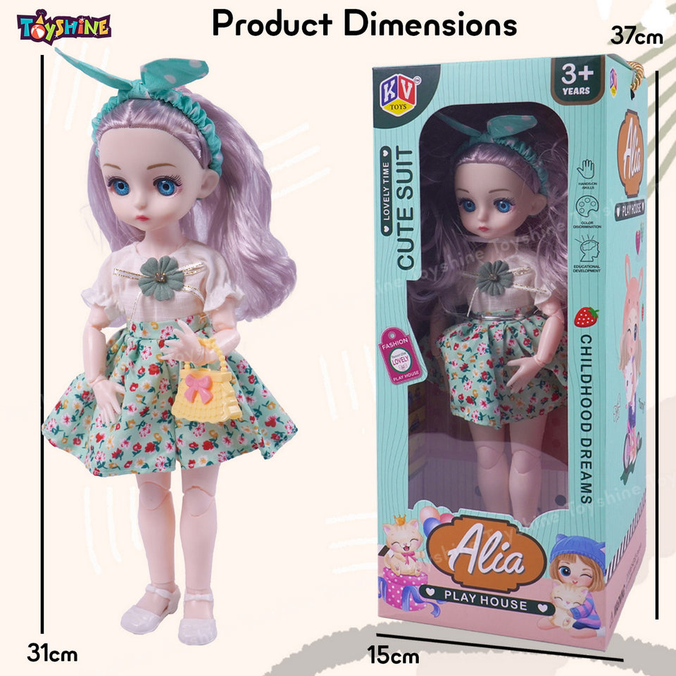 Toyshine Cute Alia Doll Beauty Play Toy Set with Movable Hands and Joints Pretend Play Kit Toys for Kids Role Play Set for Age 3+