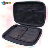 Toyshine Space Theme Hardtop Pencil Case with Compartments - Kids Large Capacity School Supply Organizer Students Stationery Box - Girls Boys Pen Pouch, Light Blue