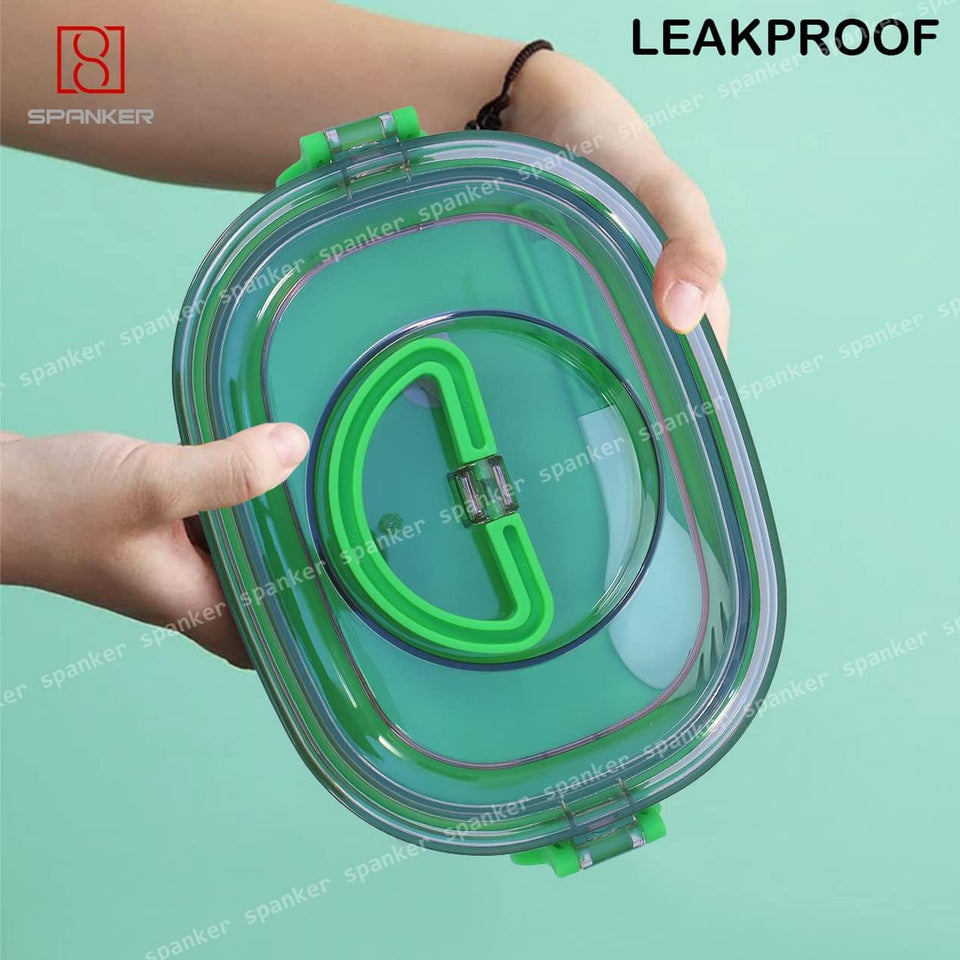 Spanker Dinosaur Lunch Box Thermal Stainless Steel 1000 ML Insulation Brunch Munch Box Tableware Set Portable Lunch Containers for Kid Adult Student Children Keep Food - Green B
