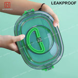 Spanker Dinosaur Lunch Box Thermal Stainless Steel 1000 ML Insulation Brunch Munch Box Tableware Set Portable Lunch Containers for Kid Adult Student Children Keep Food - Green B