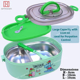 Spanker Dinosaur Lunch Box Thermal Stainless Steel 1000 ML Insulation Brunch Munch Box Tableware Set Portable Lunch Containers for Kid Adult Student Children Keep Food - Green B
