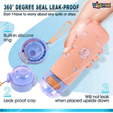 Toyshine Insulated Water Bottle for Kids Reusable Double Walled Steel Flask Metal Thermos, Spill Proof Lock Closure, BPA Free for School Home, Silicon Gripper Children's Drinkware, 410 ML, Peach