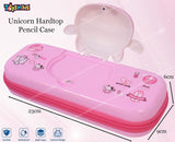 Toyshine I Love Milk Hardtop Pencil Case with Multiple Compartments - Kids School Supply Organizer Students Stationery Box - Girls Pen Pouch- Pink