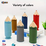 Toyshine Pencil Shaped Pencil Pouch Portable Pencil Bag with Zipper Cute Pen Pouch Bag for Kids Gift Stationery -Brown