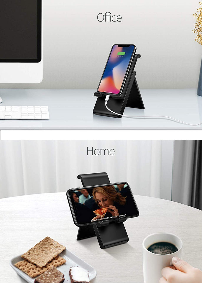 Spanker Mobile Cell Phone Stand Adjustable Foldable Portable Holder Cradle,Phone Dock for Desk Table,Compatible with Phone 11 Pro xs xr x se 8 All Android Smartphones- Black