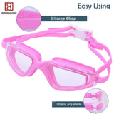 Spanker Zone Design Swim Goggles with Ear Plugs, UV Protection No Leaking Anti Fog Lens Swimming Glasses for Adult Women Men and Youth, Pink SSTP