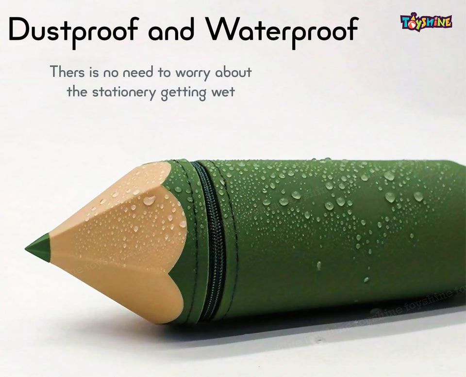 Toyshine Pencil Shaped Pencil Pouch Portable Pencil Bag with Zipper Cute Pen Pouch Bag for Kids Gift Stationery -Brown