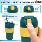 Toyshine Basic Handy Bottle Hot Cold Stainless Steel 304 Water Bottle for Kids, Adults Double Walled Flask Metal Thermos, Spill Proof Closure, BPA Free for School Home, Drinkware, 480 ML, Blue