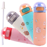Toyshine Insulated Water Bottle for Kids Reusable Double Walled Steel Flask Metal Thermos, Spill Proof Lock Closure, BPA Free for School Home, Silicon Gripper Children's Drinkware, 410 ML, Peach