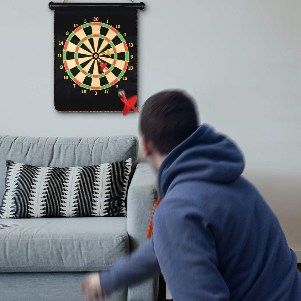 Toyshine Magnetic Dartboard Board Game Set -Two Sided Bullseye Dartboard,17 Inch Dart Board with 6 pcs Safe Darts (SSTP)