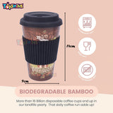 Toyshine Nature's Cup - Bamboo Kids Drinking Cups Mug with Silicone Grip Cups, Dinnerware Set, Toddler Cup, Dishwasher Safe 400 ML - Dark Pink