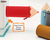 Toyshine Pencil Shaped Pencil Pouch Portable Pencil Bag with Zipper Cute Pen Pouch Bag for Kids Gift Stationery -Red