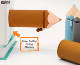 Toyshine Pencil Shaped Pencil Pouch Portable Pencil Bag with Zipper Cute Pen Pouch Bag for Kids Gift Stationery -Brown