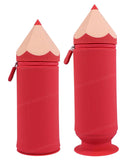 Toyshine Pencil Shaped Pencil Pouch Portable Pencil Bag with Zipper Cute Pen Pouch Bag for Kids Gift Stationery -Red
