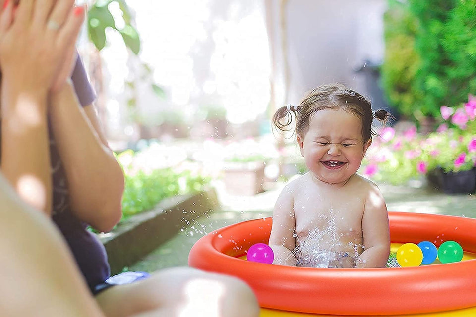 Toyshine Baby Pool Toys | 2ft. Bath Tub with 12 pc Chu Chu Squeezy Animal | Toys for 1-3 Years Indoor & Outdoor Swimming Pool for Kids