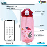 Toyshine Set of 2 Unicorn Hardtop Pencil Case with Tritan Grip Bottle - Kids Large Capacity School Supply Organizer Students Stationery - Girls Pen Pouch Pink Purple