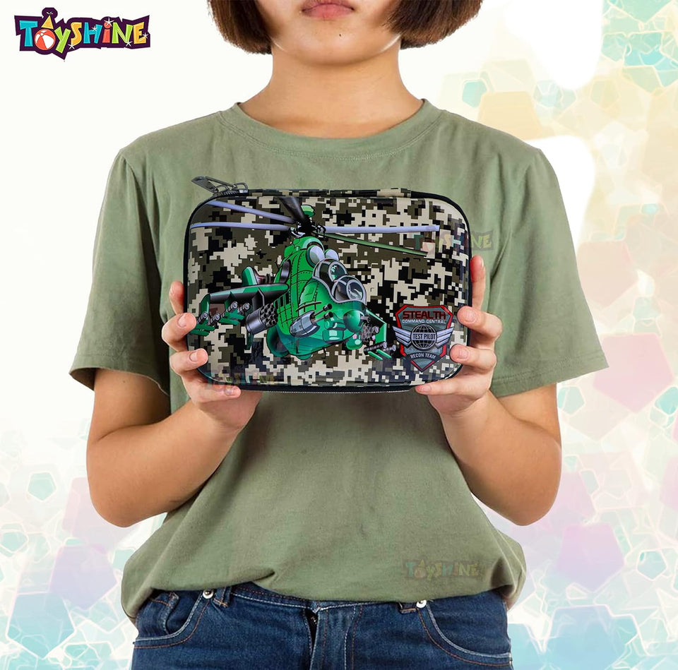 Toyshine Stealth Chopper Large Capacity Hardtop Pencil Case with Compartments for Kids