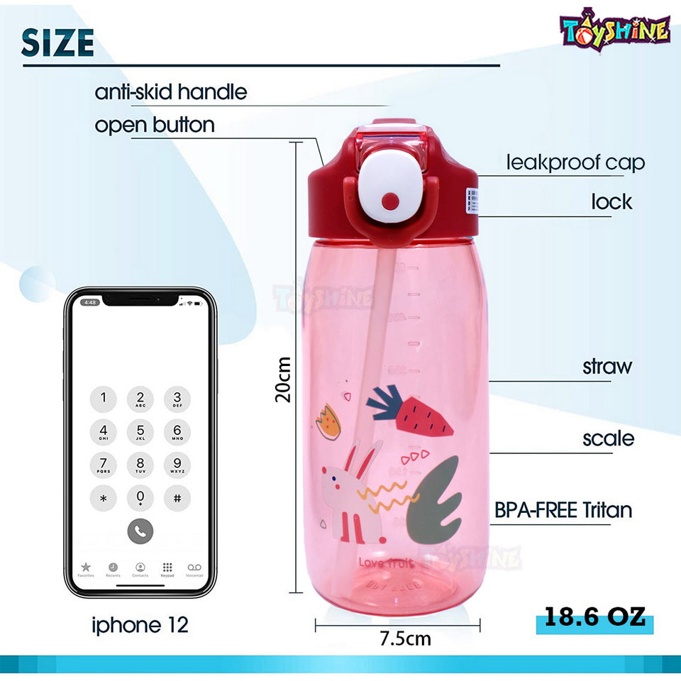 Toyshine Set of 2 Girl Hardtop Pencil Case with Tritan Grip Bottle - Kids Large Capacity School Supply Organizer Students Stationery - Girls Pen Pouch