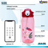 Toyshine Set of 2 Girl Hardtop Pencil Case with Tritan Grip Bottle - Kids Large Capacity School Supply Organizer Students Stationery - Girls Pen Pouch