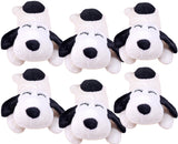 Toyshine Pack of 6 Soft Toy for Kids Boy Girl Baby | Soft Feather Cotton Fabric, Sleeping Dog, Off White Black, 24 Cms, Return Gift Set