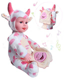 Toyshine Peek-A-Boo Laughing Plush Stuffed Cow Animal, 12 Inches, White