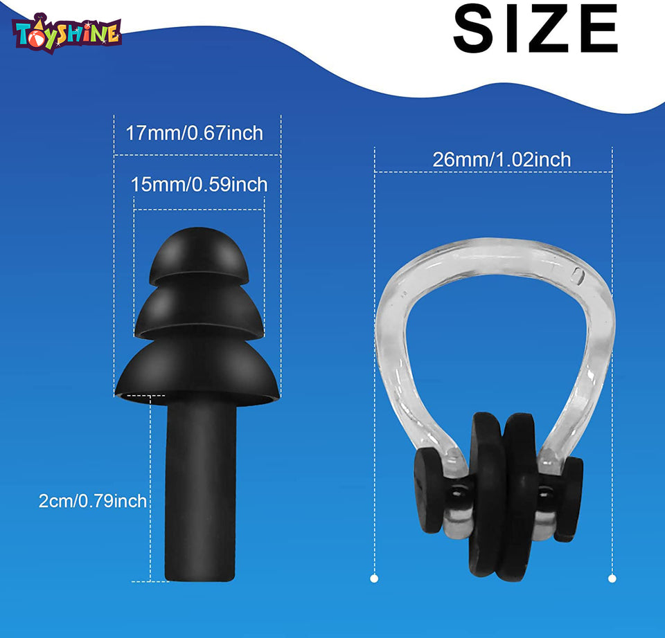 Toyshine Unisex Swim Cap with 3D Ear Protection, Durable Flexible Silicone Swimming Hat for Short/Long Hair with Ear Plugs&Nose Clip, Yellow SSTP