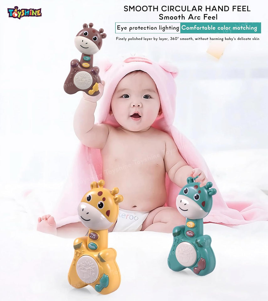 Toyshine Giraffe Shape Musical Handy Drum Educational & Sensory Toy for Kids Boys and Girls 3+ Birthday Gifts - Yellow