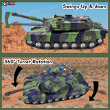 Toyshine 1:16 Scale Friction Powered Army Tank Vehicle with Lights and Sounds, Pretend War & Action Toy for Kids, Green