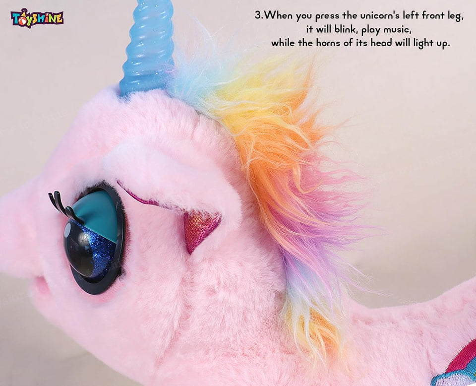 Toyshine Musical Light up Unicorn Stuffed Animal Glowing Singing Plush Toys Decor Birthday Christmas Children's Day Gifts for Toddlers Boy Girls Kids - Pink
