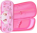 Toyshine I Love Milk Hardtop Pencil Case with Multiple Compartments - Kids School Supply Organizer Students Stationery Box - Girls Pen Pouch- Pink